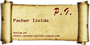Pacher Izolda névjegykártya